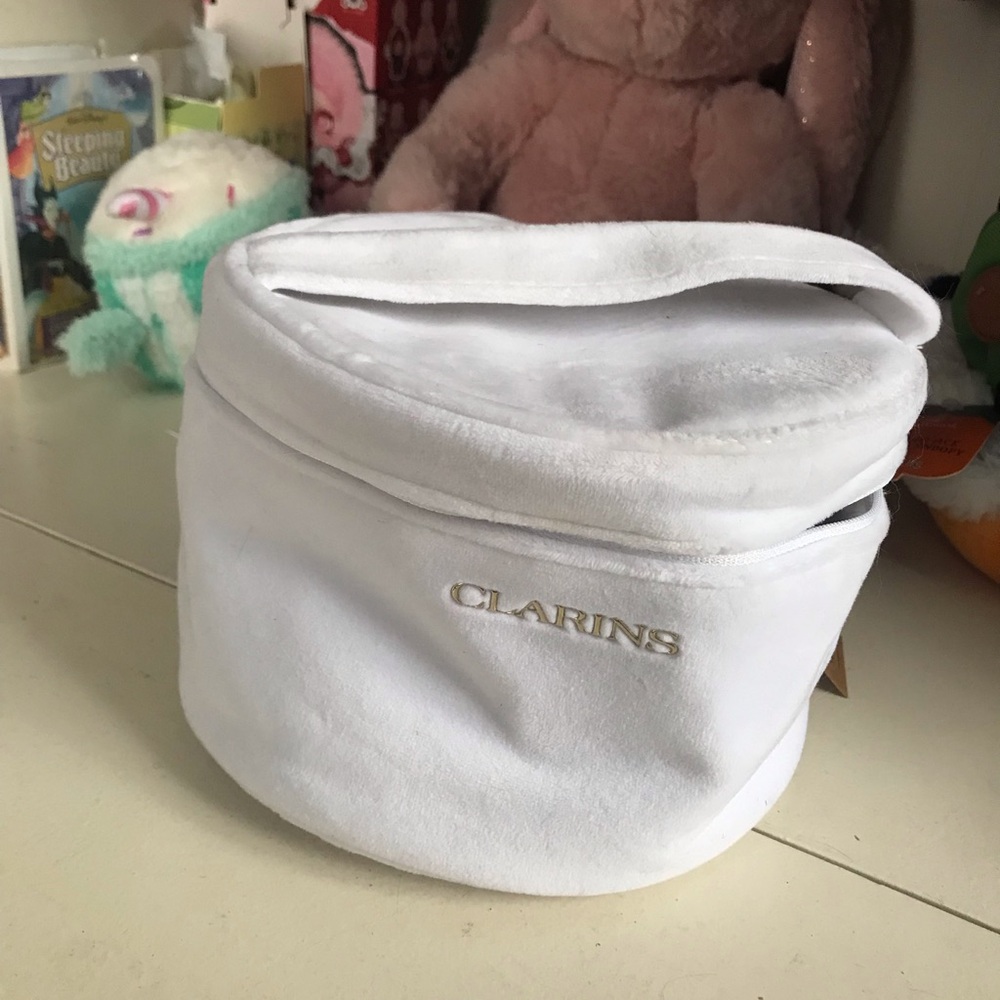 Clarins White Velvet Cosmetic Bag